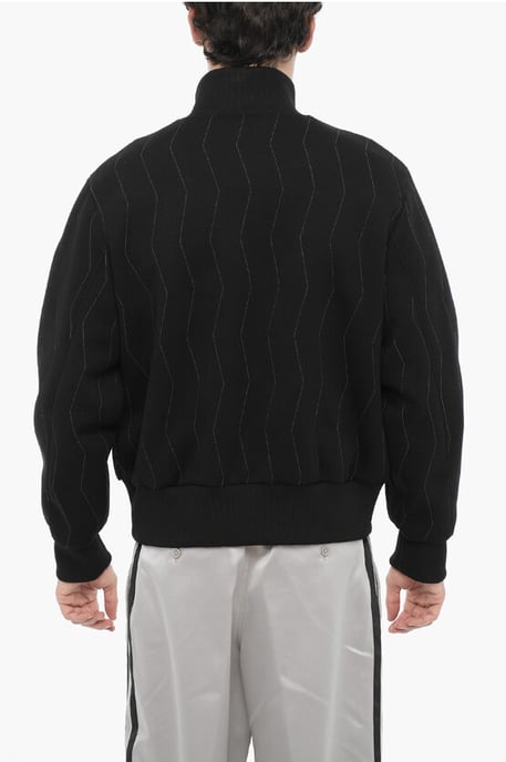 Broderad slim fit tröja med dragkedja i svart - Image 2