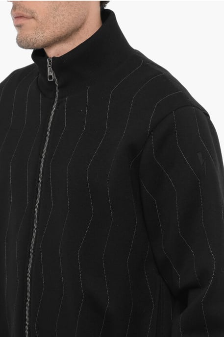Broderad slim fit tröja med dragkedja i svart - Image 3