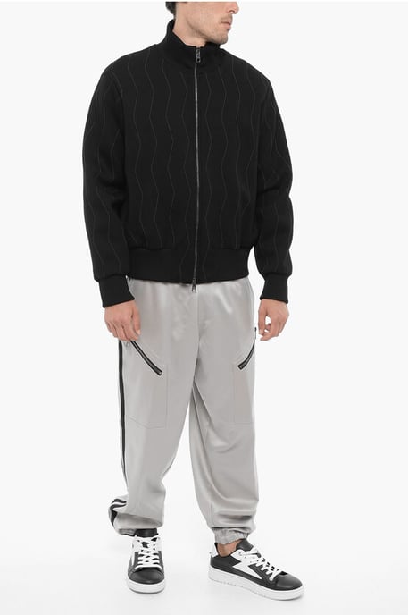 Broderad slim fit tröja med dragkedja i svart - Image 4