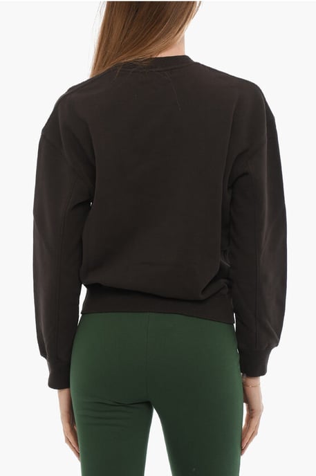 Brushed Cotton Crew-neck Sweatshirt with Printed Logo in Brown - Image 2
