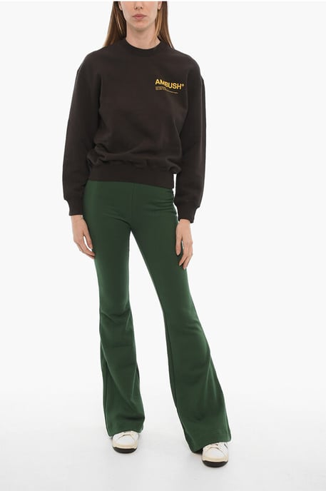 Brushed Cotton Crew-neck Sweatshirt with Printed Logo in Brown - Image 4