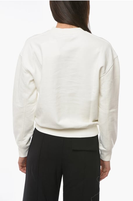 Crewneck WORKSHOP Sweatshirt With Logo Print in White - Image 2