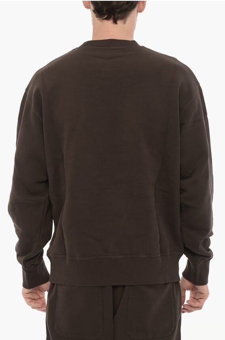 Fleeced Cotton WORKSHOP Crew-neck Sweatshirt in Brown - Image 2