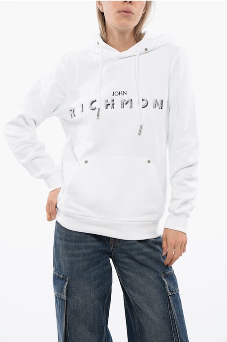 BETTO Hoodie Sweatshirt med Broderad Logotyp i Vitt - Image 1