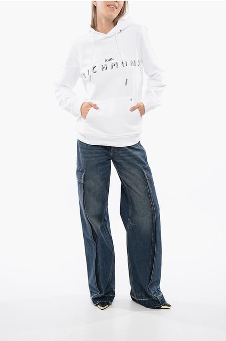 BETTO Hoodie Sweatshirt med Broderad Logotyp i Vitt - Image 4