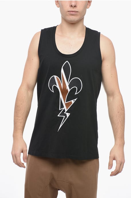 Geborduurd FLEUR-DE-THUNDER tanktopje in zwart - Image 1