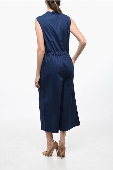 Popelin Cotton Jumpsuit with Belt in Blue - Image 2