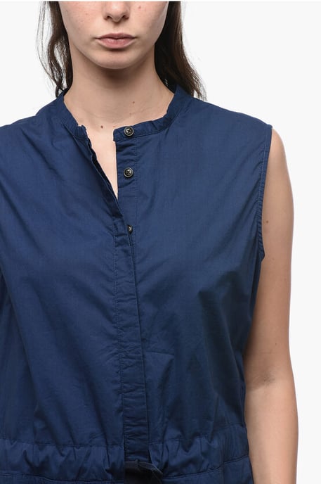Popelin Cotton Jumpsuit with Belt in Blue - Image 3