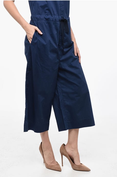 Popelin Cotton Jumpsuit with Belt in Blue - Image 4