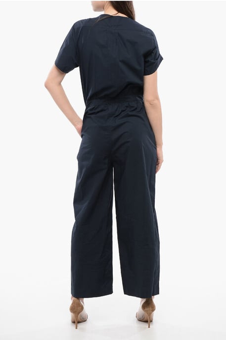 Buttoned Short Sleeved Jumpsuit in Midnight blue - Image 2