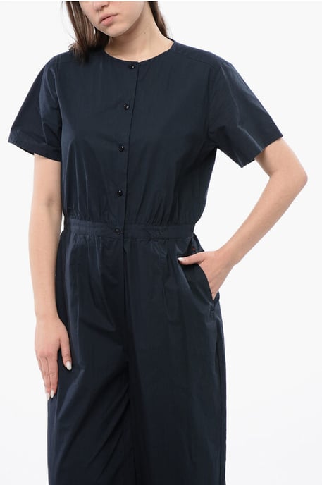 Buttoned Short Sleeved Jumpsuit in Midnight blue - Image 4