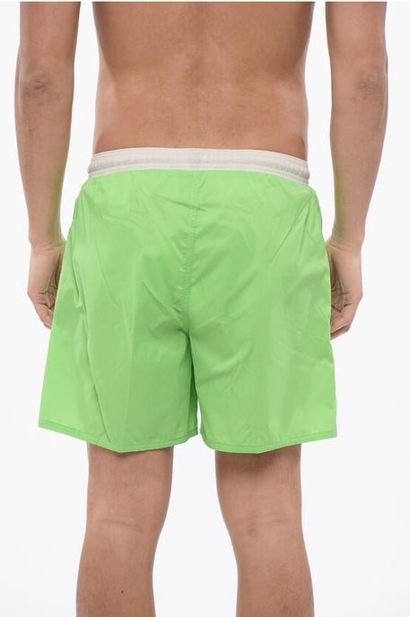 Bicolor Boxer Swimsuit in Bianco, Verde - Image 2