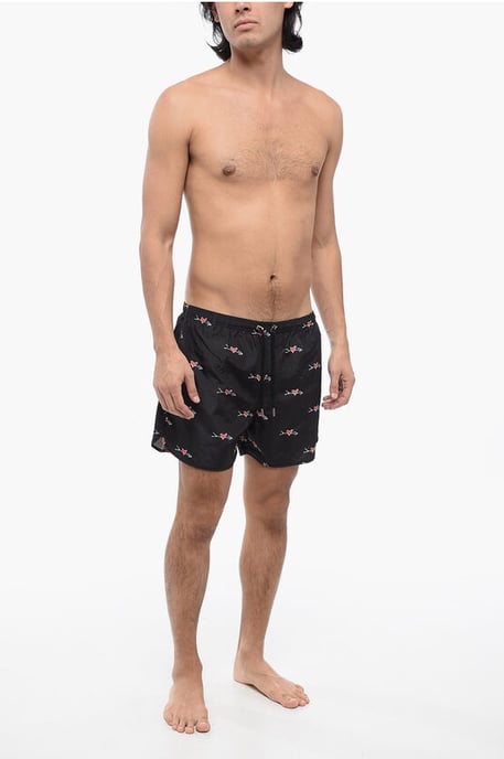 Bedrukte ALL-OVER CUPID zwemshort in zwart, rood - Image 4