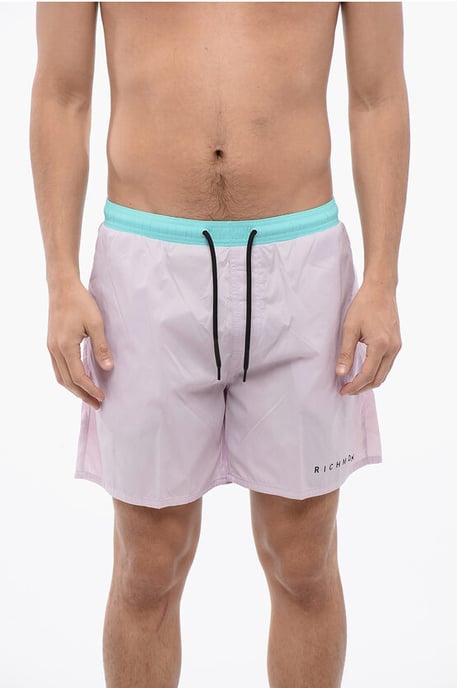 Bicolor Boxer Swimsuit in Azzurro, Rosa - Image 1