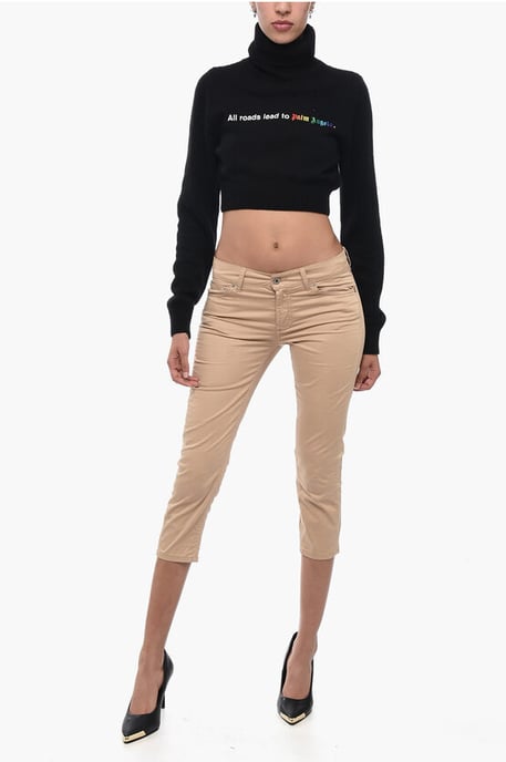 Embroidered Cropped ALL ROADS Turtle Neck Sweater - Image 4