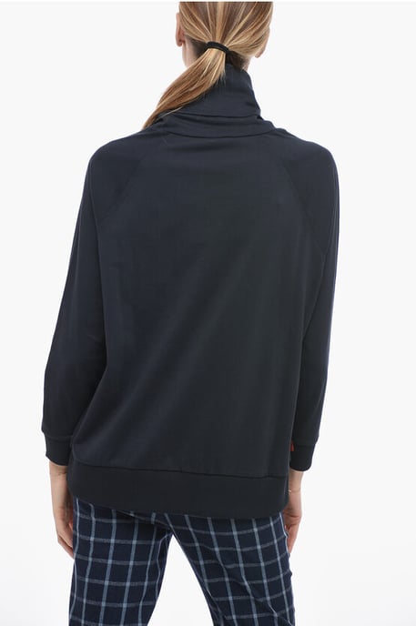 Wool and Cotton Sweater with Turtleneck in Blue - Image 2