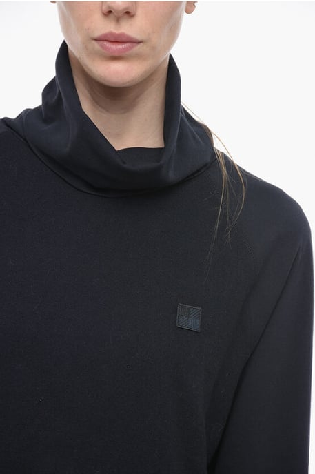 Wool and Cotton Sweater with Turtleneck in Blue - Image 3