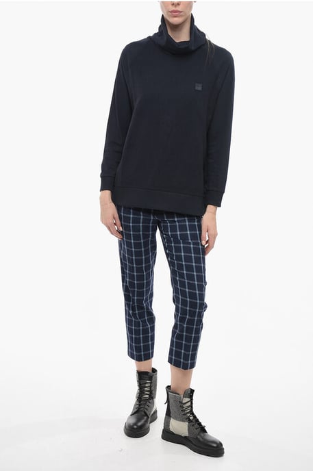 Wool and Cotton Sweater with Turtleneck in Blue - Image 4