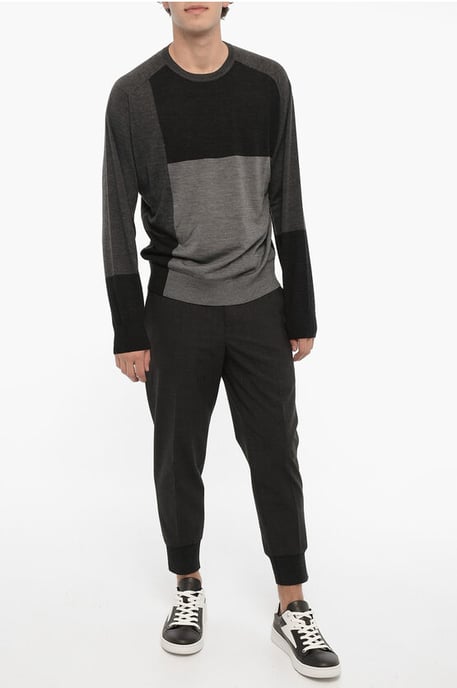 Tvåfärgad ulltröja i Nero, Grigio - Image 4