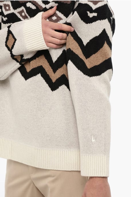 Ulltröja med rund halsringning i boxig passform i beige, nero - Image 3