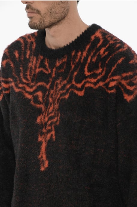 Nylon Crew-Neck Swater with Contrast Embroidery in Nero, Rosso - Image 3