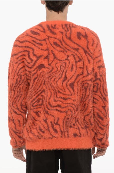 Crew-neck Fluffy Sweater in Arancio, Burgundy - Image 2