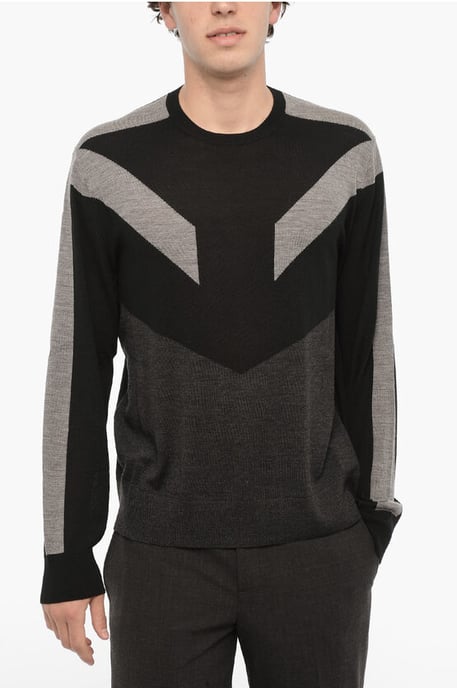 Two-Tone Wool MODERNIST Sweater in Nero, Grigio - Image 1