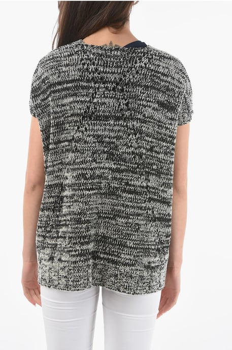 Two-Tone Crew-Neck Maxi Sweater in Black - Image 2