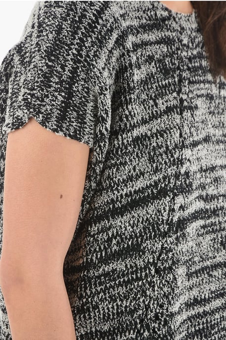 Two-Tone Crew-Neck Maxi Sweater in Black - Image 3