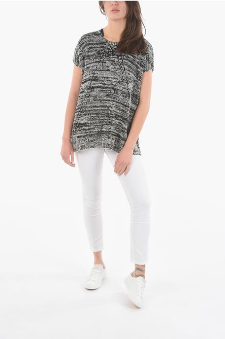 Two-Tone Crew-Neck Maxi Sweater in Black - Image 4