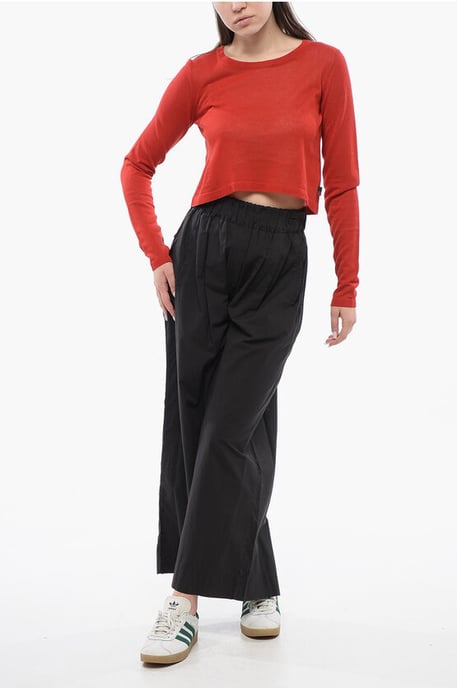 Crew Neck Viscose Blend Crop Sweater in Red - Image 4