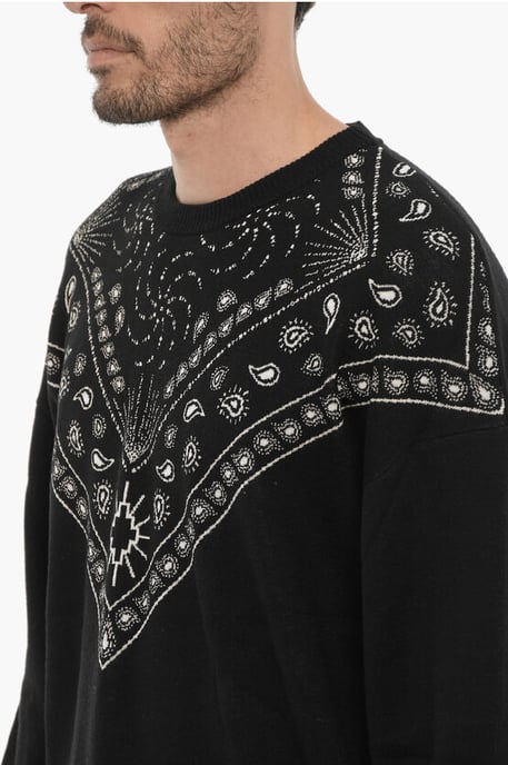 Bandana Motif Crew-neck Sweater in Black - Image 3