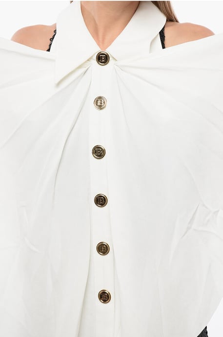 Mouwloze jurk met pailletten en kraagdetails in zwart - Image 3