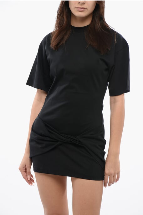 Voorkant geknoopte SMALL ARROW T-shirtjurk in zwart - Image 4