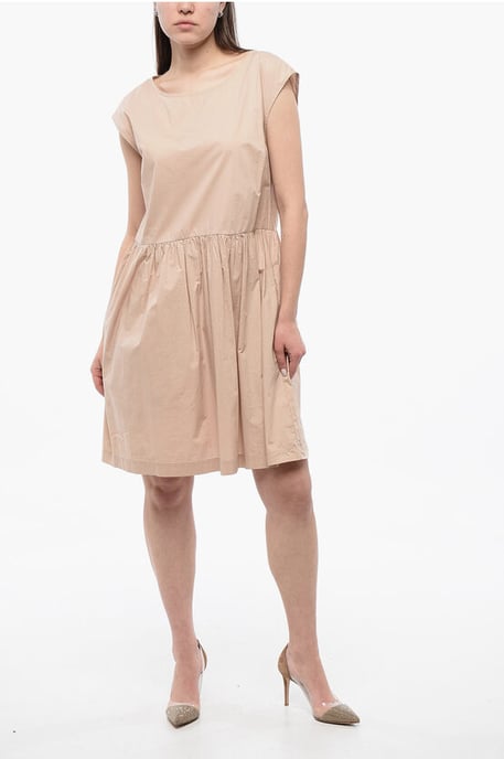 Popeline Cotton Sleeveless Dress in Beige - Image 1