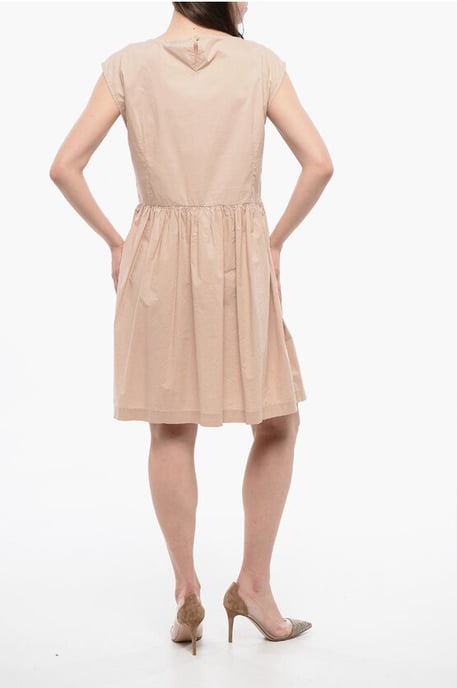 Popeline Cotton Sleeveless Dress in Beige - Image 2