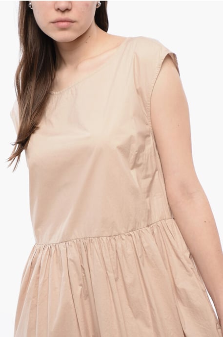 Popeline Cotton Sleeveless Dress in Beige - Image 3