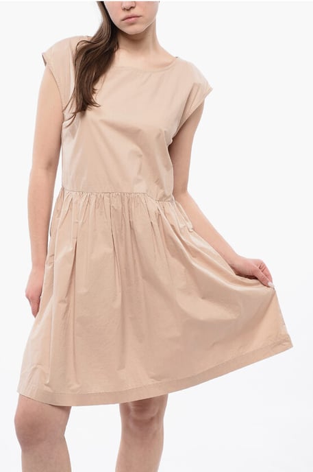 Popeline Cotton Sleeveless Dress in Beige - Image 4