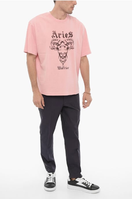 Printed ARIES THE WARRIOR Crew-neck T-Shirt in Pink - Image 4
