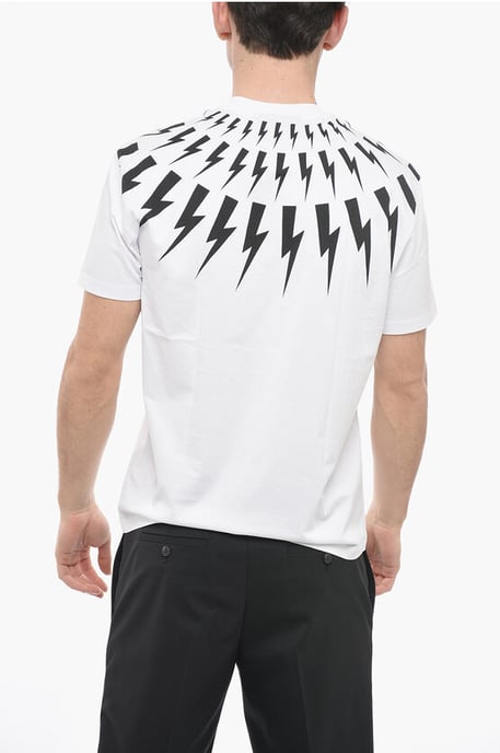 Slim fit FAIR-ISLE THUNDERBOLT Rundringad T-shirt i Vit - Image 2