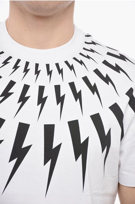 Slim fit FAIR-ISLE THUNDERBOLT Rundringad T-shirt i Vit - Image 3