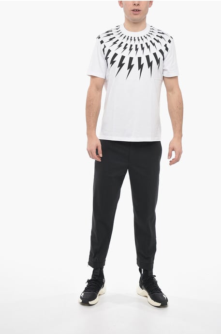Slim fit FAIR-ISLE THUNDERBOLT Rundringad T-shirt i Vit - Image 4