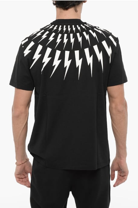 Slim fit FAIRISLE THUNDERBOLT Rundringad T-shirt i svart - Image 2