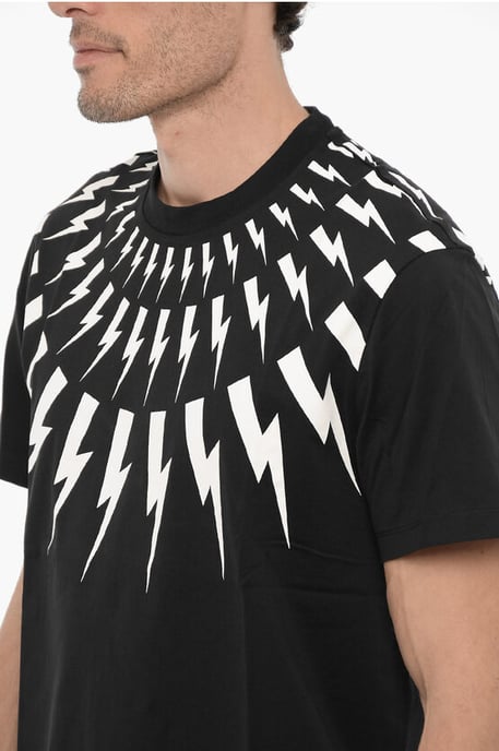 Slim fit FAIRISLE THUNDERBOLT Rundringad T-shirt i svart - Image 3