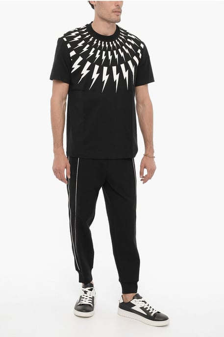 Slim fit FAIRISLE THUNDERBOLT Rundringad T-shirt i svart - Image 4