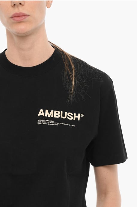 Solid Color Crew-neck T-Shirt with Contrasting Logo in Black - Image 3