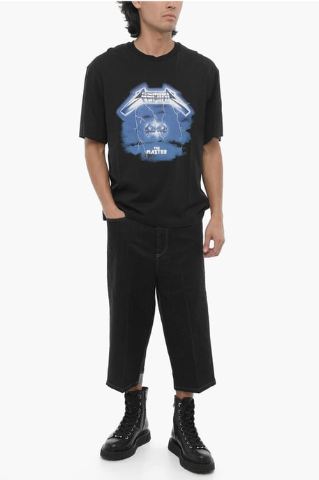 Slim Fit ROCK BAND ZODIAC GEMINI T-shirt met ronde hals en druppel in zwart - Image 4