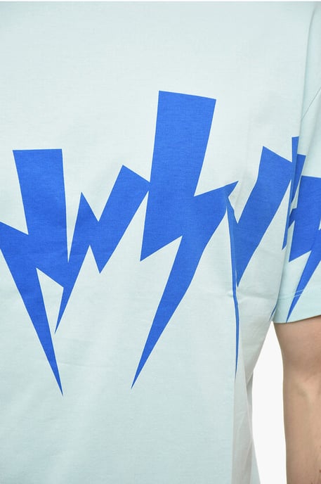 Slim Fit JUMBLED BOLT Crew-neck T-Shirt in Light blue - Image 3