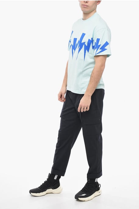 Slim Fit JUMBLED BOLT Crew-neck T-Shirt in Light blue - Image 4