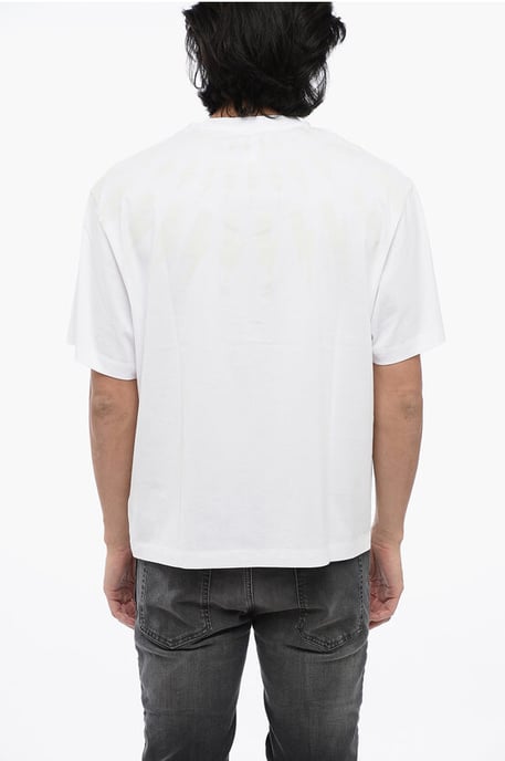 FAIRISLE THUNDERBOLT katoenen T-shirt met verlaagde schouders in het wit - Image 2